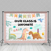 Aperturee - Our Class Is Dinomite Dinosaur Tree Wooden Backdrop